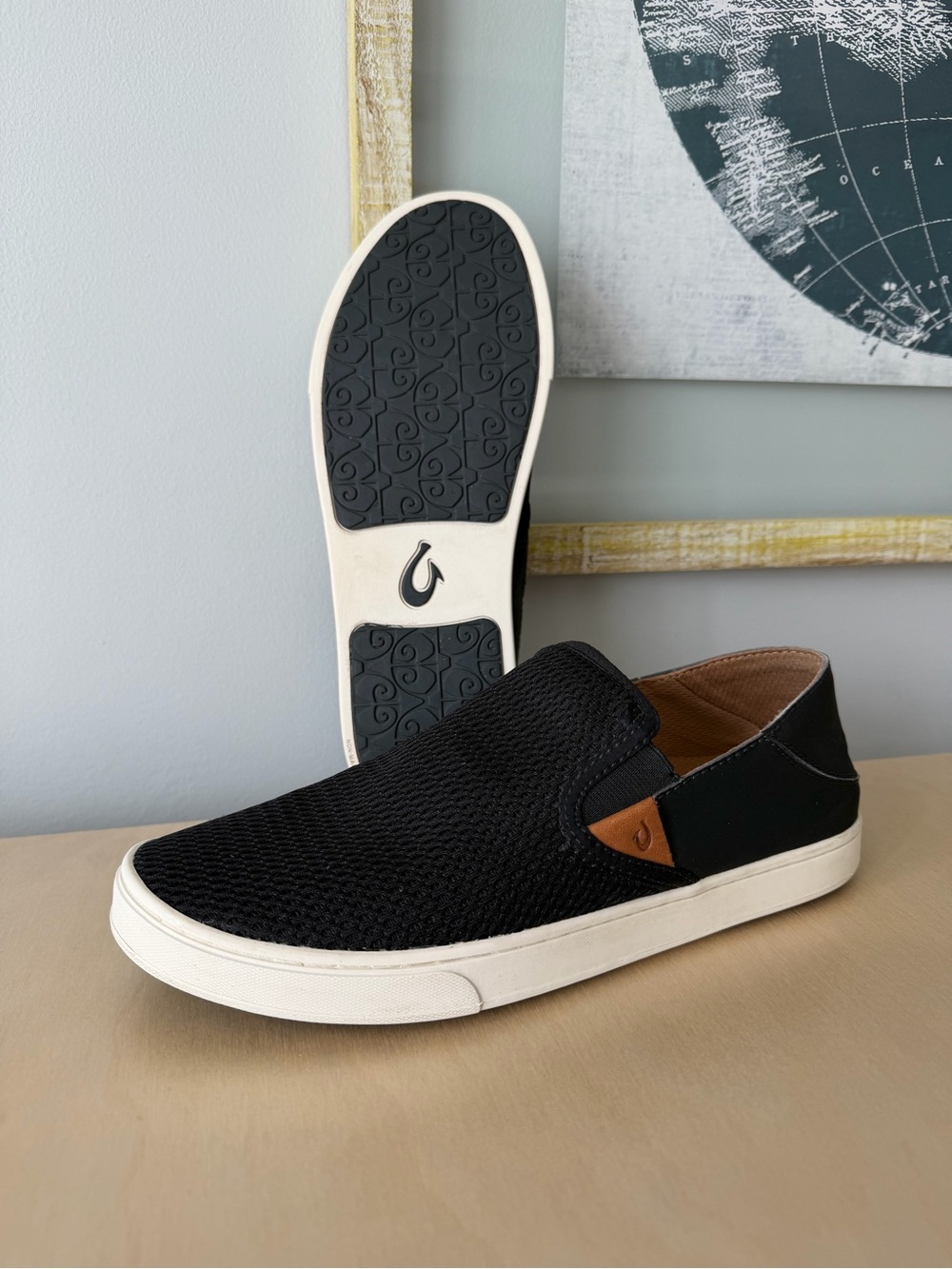 OluKai Pehuea Slip-On Sneakers Black Women’s Shoes Size 9.5